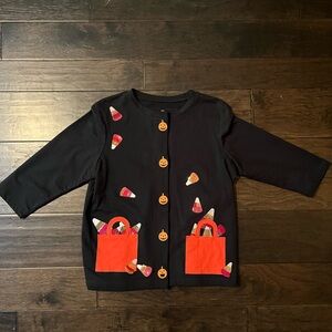 Halloween Cute Ugly Holiday Sweater Cardigan Black Sequin Pumpkin MD NWOT
